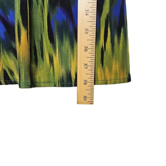 London Times Womens Abstract Multicolor Peacock Cowl Neck Dress 3/4 Sleeve 6 - Picture 7 of 8